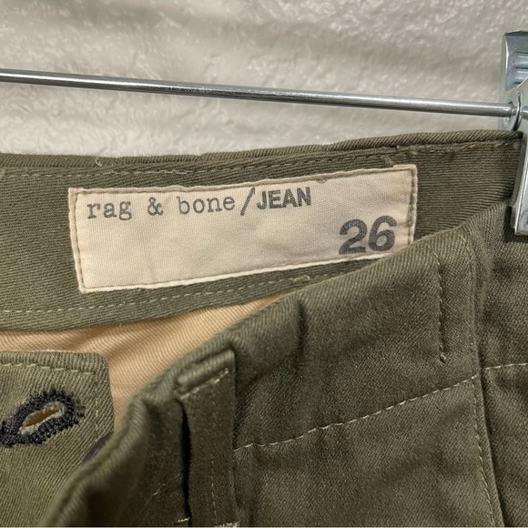 Rag & Bone Army Green Lamb Leather Trim Pants Size 26 - Picture 4 of 8
